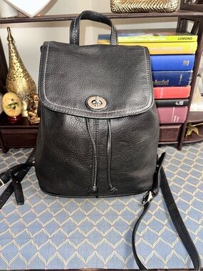 Coach Vintage Park Pebbled Leather Mini Backpack Black/Silver | Style F24385